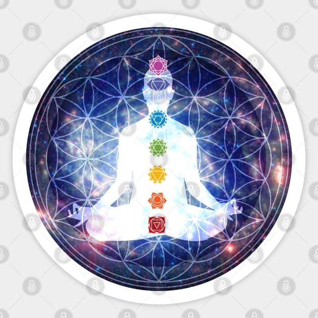 Flower of Life Lightbody Chakra Meditation Sticker by Bluepress